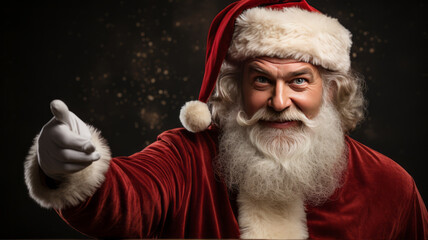 Portrait of Santa Claus in good spirits Playing with the camera during the Christmas season