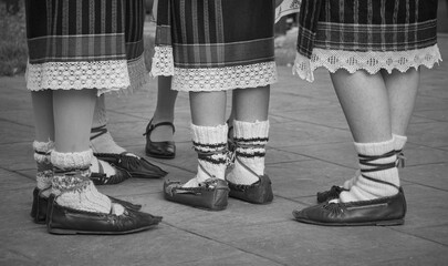 sandals traditional folk costumes romania - obrazy, fototapety, plakaty