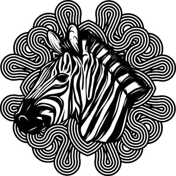 Zebra animal illustration, nature conservation vector black and white