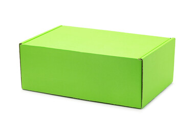 Closed blank green packaging paper box