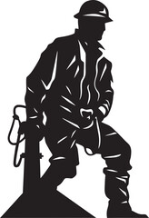 Lineman Profile Vector Icon Electrician Worker Black Icon