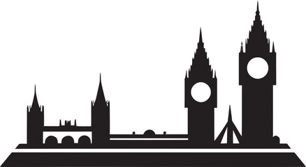 Landmarks of London Vector Design Cityscape of London Black Icon