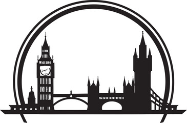 Thames River Panorama Black Icon Londons Tower Bridge Vector Black Design