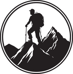Alpine Adventure Black Vector Icon Mountain Peak Achiever Vector Design