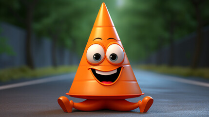 Cute Cartoon Traffic Cone Character