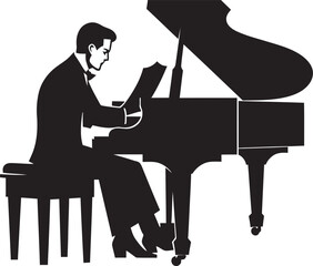 Rhythmic Pianist Vector Design Piano Sonata Specialist Black Icon
