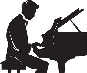 Serenading Pianist Vector Design Piano Sonata Virtuoso Black Icon