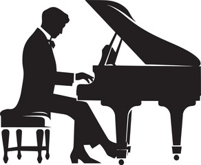 Key Mastery Artist Black Vector Icon Harmonious Pianist Vector Design