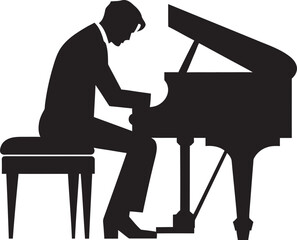 Harmonious Pianist Vector Design Piano Sonata Savant Black Icon