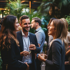 Obraz premium People meeting each other in a business networking.