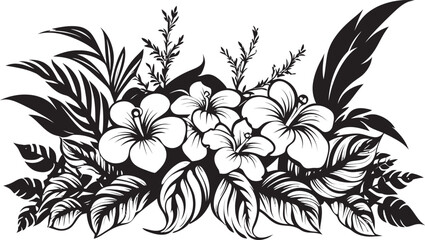 Tropical Blossom Vector Design Island Botanicals Black Icon