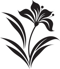Island Paradise Petal Black Icon Tropical Foliage Beauty Vector Black Design