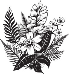 Tropical Botanic Essence Black Vector Icon Tropical Delight Vector Design