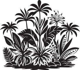 Tropical Delight Vector Design Island Flora Charm Black Icon
