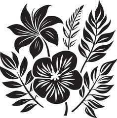 Paradise Garden Essence Black Icon Exotic Flora Black Vector Icon