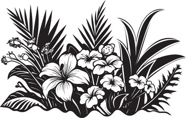 Black Vector Island Paradise Icon Tropical Botanical Majesty Vector Black Design