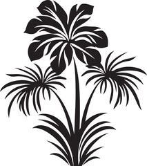 Tropical Floral Delight Black Vector Design Exotic Blooms in Black Vector Black Icon