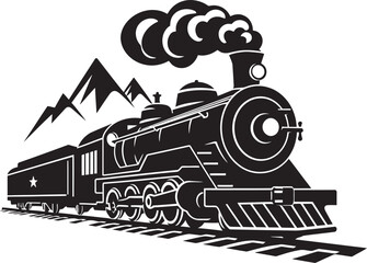 Yesteryears Railroad Charm Vector Black Design Vintage Rail Tracks Black Vector Icon