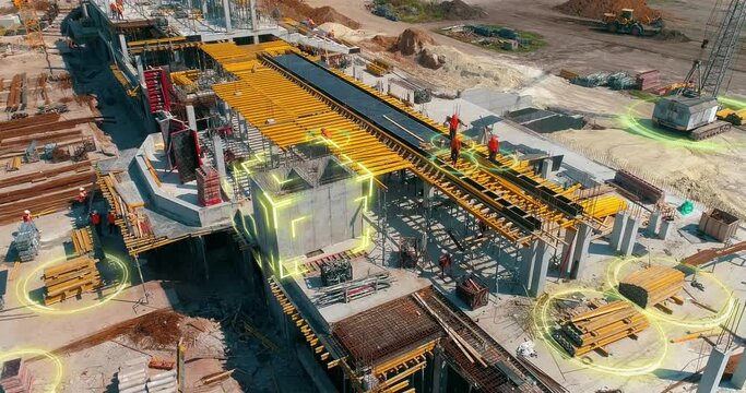 Building with the use of artificial intelligence. Construction site visualization. The concept of a modern building.