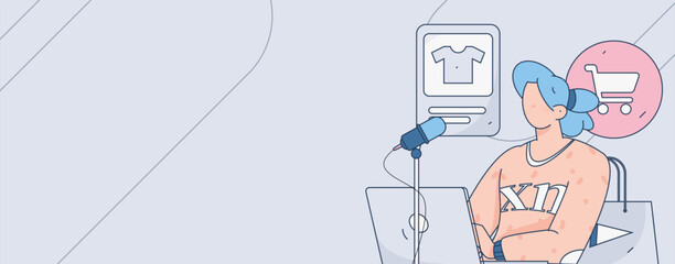 Festive Shopping E-Commerce Online Shopping People Flat Vector Concept Operation Hand Drawn Illustration
