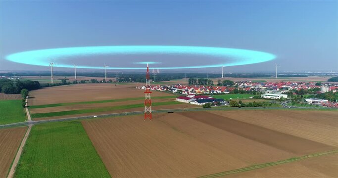 Telecommunication network repeaters. Antenna tower and repeater of communication and telecommunication. Communications tower.