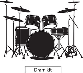 drum kit set isolated on white background - obrazy, fototapety, plakaty