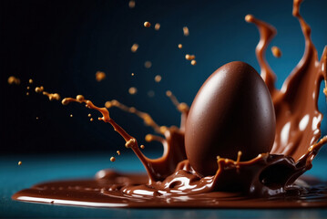 Naklejka premium Dark chocolate Easter egg. AI generated