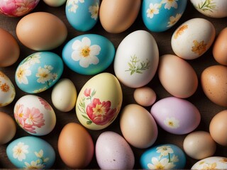 Obraz na płótnie Canvas Easter egg arrangement decoration, AI generated