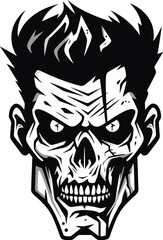 Madness in Skull Form Vector Icon Zombie Craze Crazy Skull Vector