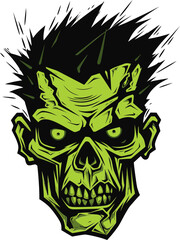 Crazed Zombie Skull Vector Icon Psycho Skull Impression Vector Design