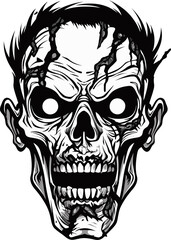 Fototapeta premium Zombies Delirium Crazy Skull Vector Outlandish Zombie Icon Vector Design