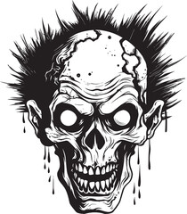 Zombies Deranged Emblem Crazy Skull Zombies Insanity Vector Icon