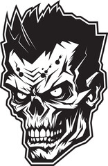 Zombies Unhinged Skull Crazy Vector Zombies Disturbance Vector Design Icon