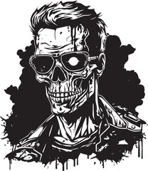 Zombie Cyborg Interface Vector Icon Cybernetic Undead Vector Design Icon