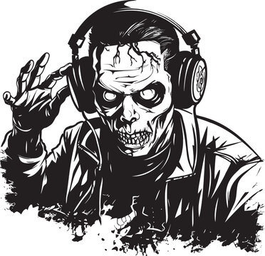 Zombie DJ Spin Attack Zombie Vector Eerie DJ Mixology Vector Design