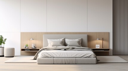 Home mockup, Bedroom interior, Minimal for realistic