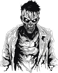 Zombie Charge Full Body Vector Impression Eerie Zombie Presence Vector Design