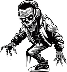 Eerie Mic Drop Zombie Hip Hop Icon Zombie Verse Vortex Hip Hop Vector Design