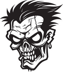 Zombie Mascot Avatar Vector Character Eerie Zombie Emblem Mascot Vector