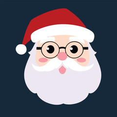 Festive Santa Claus face with glasses and beard cheerful vector