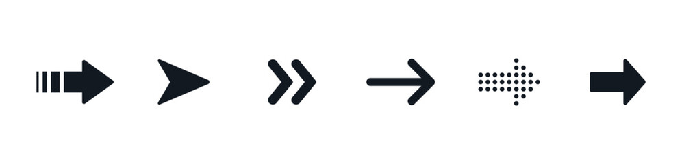 Arrows black icon set. Collection of vector arrows. Set different arrows or web design. Cursor. Modern simple arrows. Vector illustration