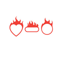 heart,circle and square burning icon vector element design template