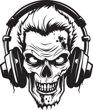 Zombie Sonic Pulse Headphone Design Icon Cadaverous DJ Spin Zombie Headphone Art