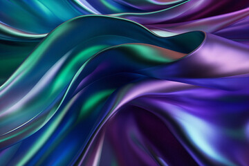 Obraz premium Holographic iridescent foil texture. Electric blue, emerald green and purple pastel and gradient colors. Modern and futuristic design, feeling of luxury and sophistication.