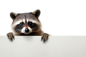 Raccoon Holding Blank Banner: Playful European Shorthair