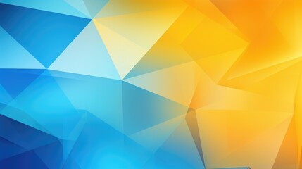 Fototapeta premium Blue, yellow, orange abstract design background. Geometric shapes, triangles, lines.