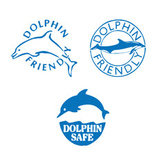 vector set dolphin-friendly badge
