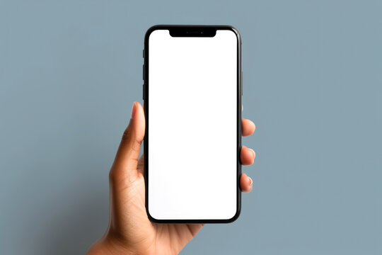 Close-up of Woman Holding Blank Smartphone, Bright Background