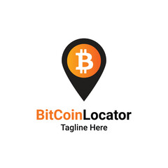 Obraz premium Bit Coin Location Logo Icon Template Vector. Finance Pin Point Illustration Sign. Money Locator Symbol Element.