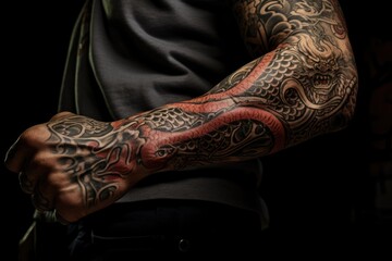 Tattoo on the arm of a yakuza